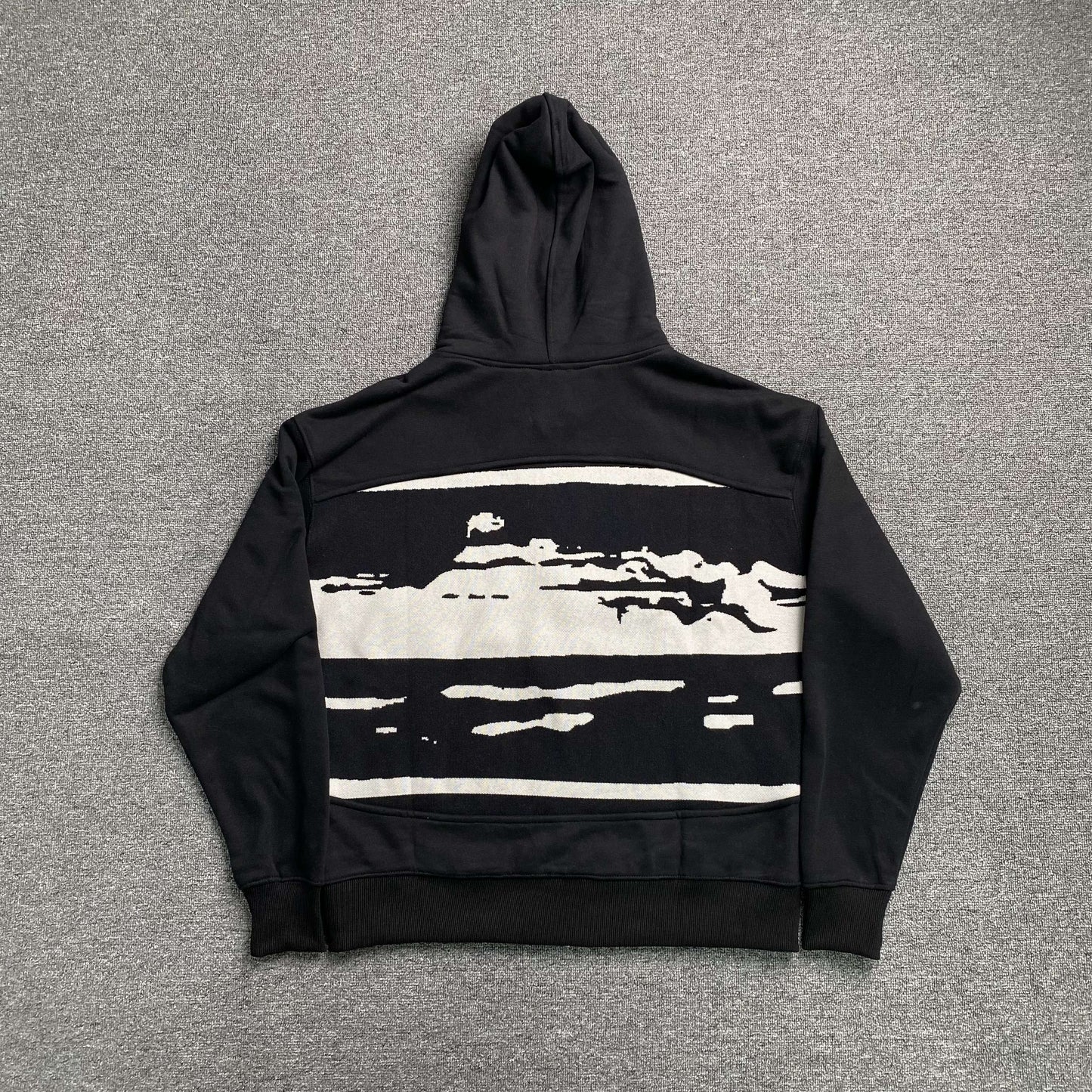 Campera Corteiz Hybrid Jacquard Knit Alcatraz Negra