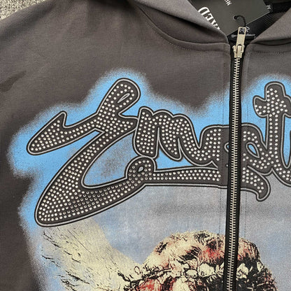 Campera Mixed Emotion Rhinestone Gris