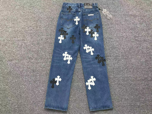 Chrome Hearts Cross Patch Pantalon Jeans Azul