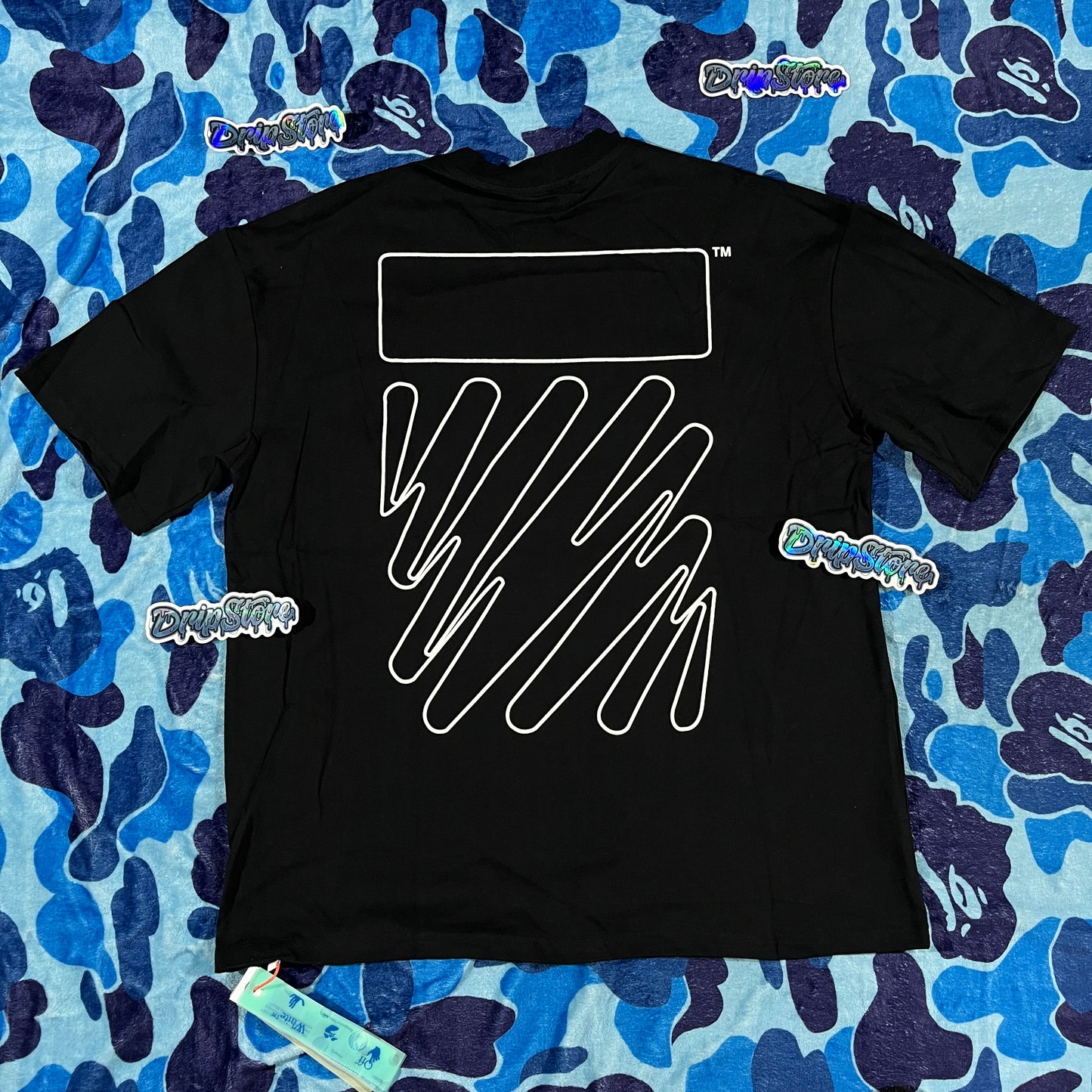 Remera Off White Wave Outline Diag Negra S