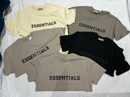 FEAR OF GOD ESSENTIALS BOXY T-SHIRT APPLIQUE LOGO BUTTERCREAM