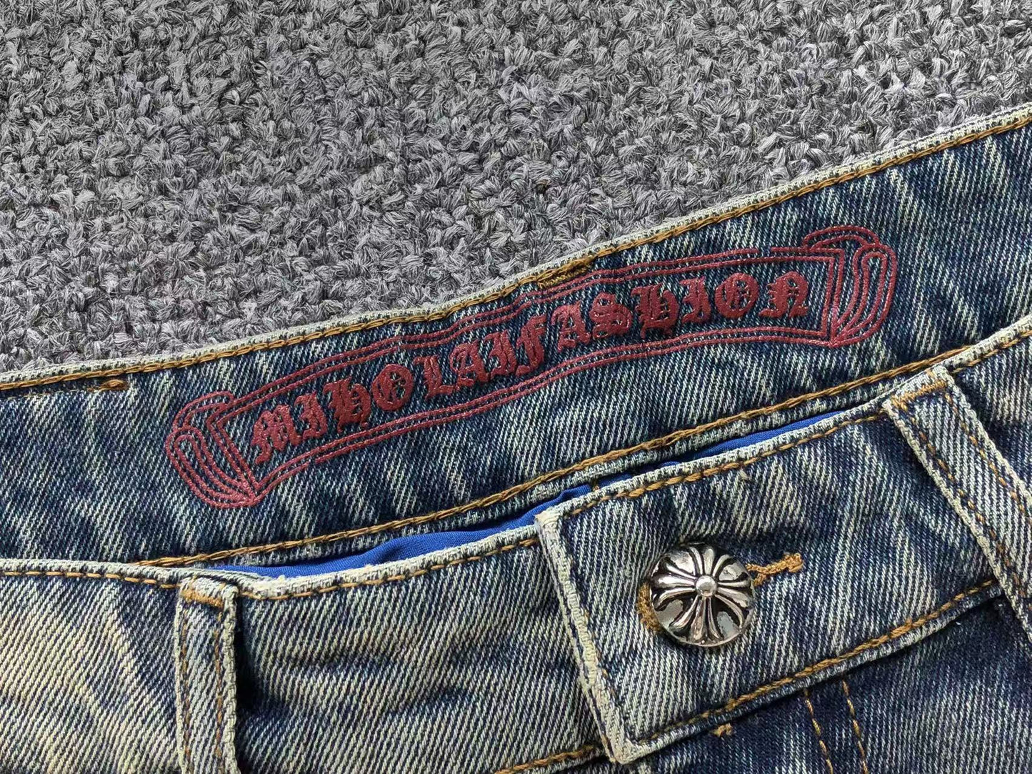 Chrome Hearts Cross Patch Pantalon Jeans Azul Lavado