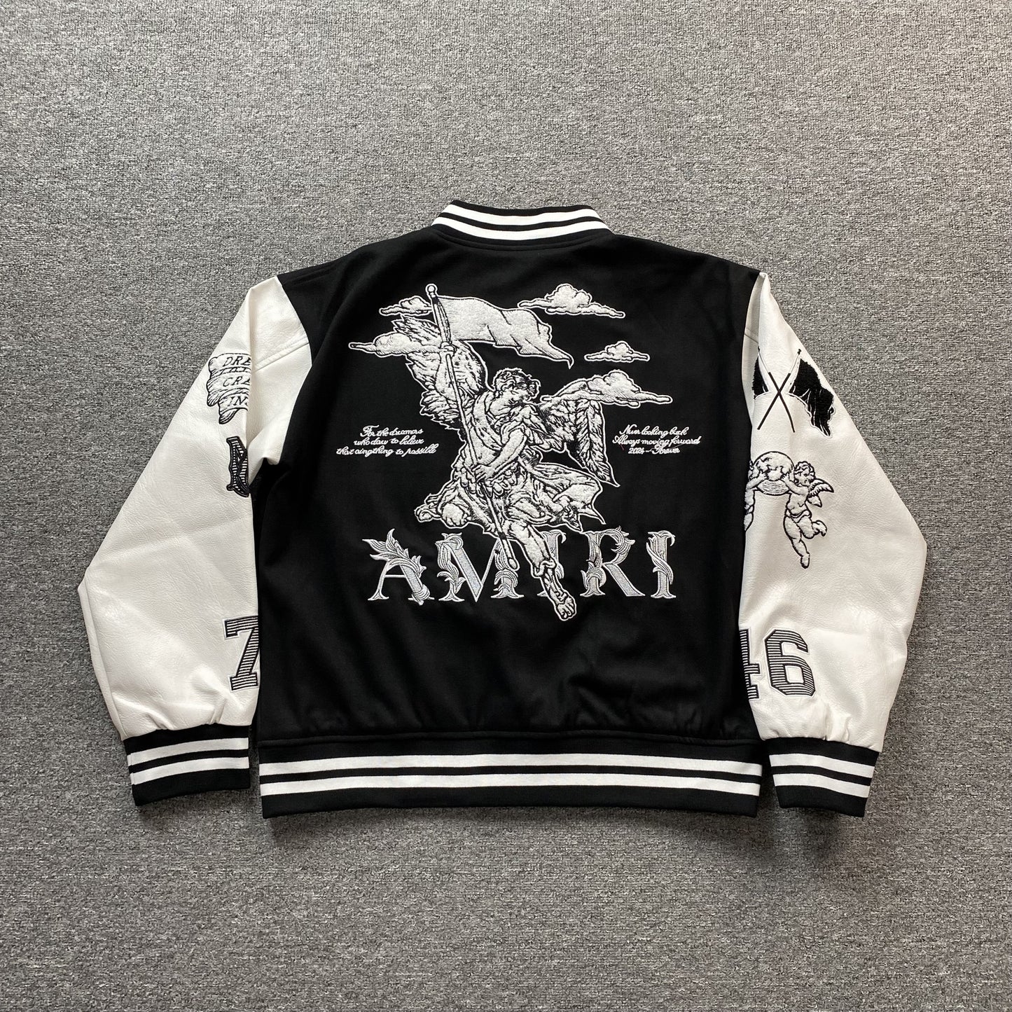 AMIRI MA ANGEL VARSITY BOMBER JACKET BLACK