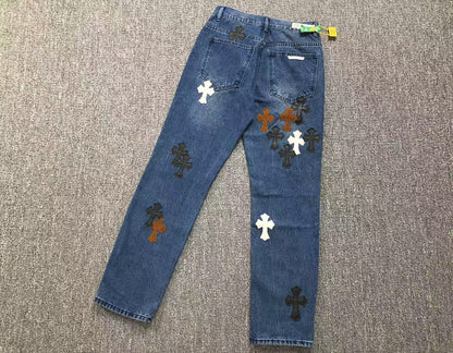 Chrome Hearts Cross Patch Pantalon Jeans Azul