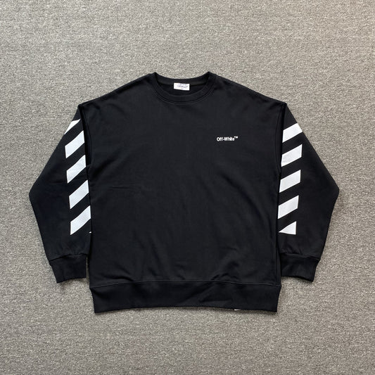 OFF WHITE DIAG HELVETICA CREWNECK BLACK