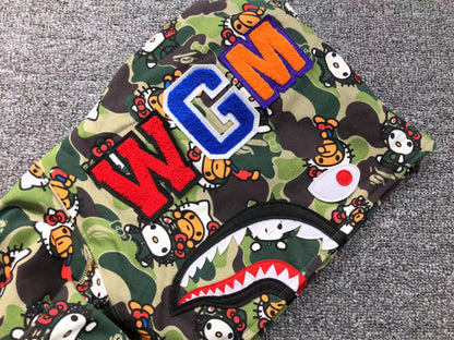 BAPE ABC CAMO HELLO KITTY SHARK FULL ZIP HOODIE GREEN