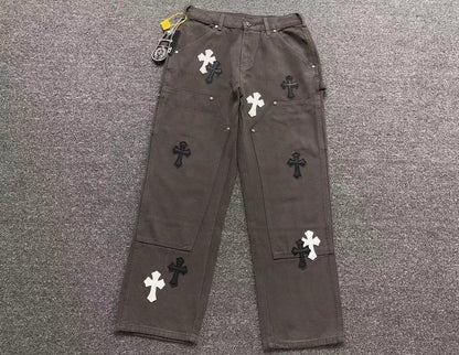 Chrome Hearts Cross Patch Pantalon Carpintero Gris