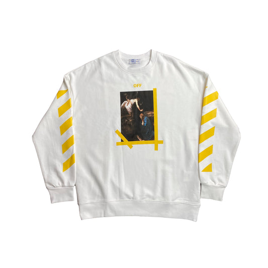 OFF WHITE DIAGONAL ARROW CARAVAGGIO ANN SKATE CREWNECK WHITE