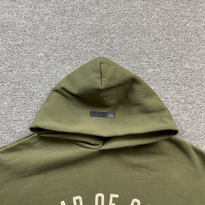 FEAR OF GOD ESSENTIALS HOODIE MILITARY