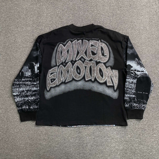 Remera Mixed Emotion Tombstone Negra