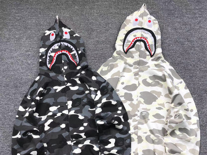 BAPE CITY CAMO SHARK WGM FULL ZIP HOODIE BLACK