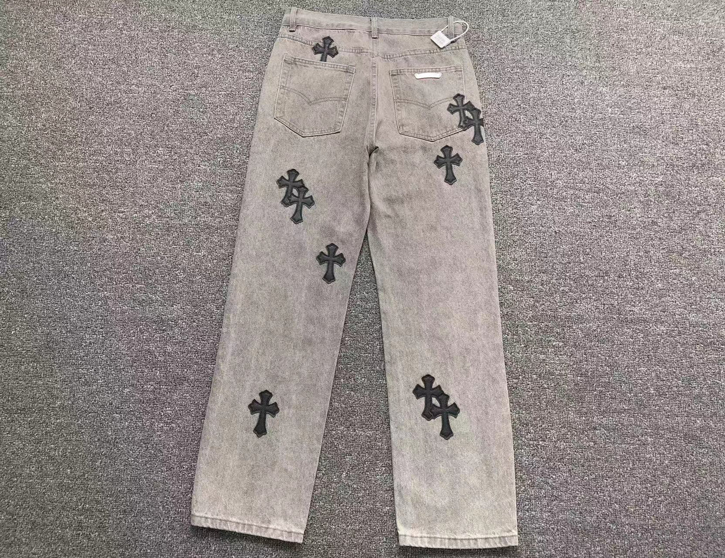 Chrome Hearts Cross Patch Pantalon Jeans Gris