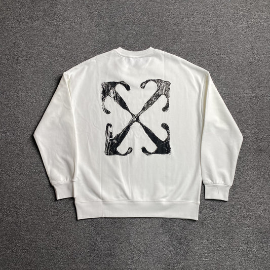 OFF WHITE SCRATCH ARROW CREWNECK WHITE