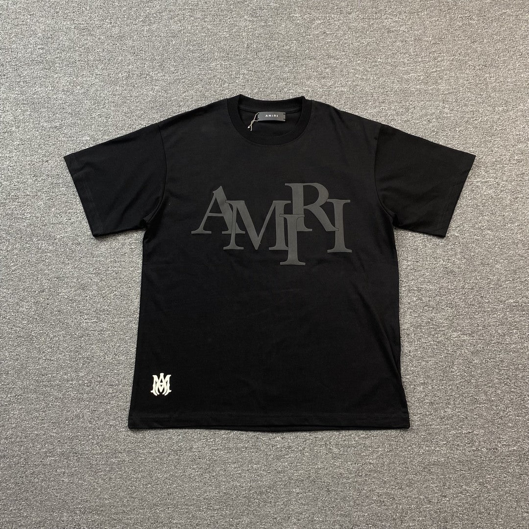 AMIRI STAGGERED LOGO TEE BLACK