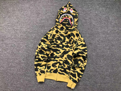 BAPE 1ST CAMO SHARK FULL ZIP HOODIE YELLOW