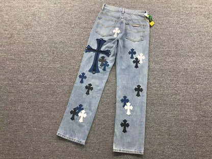 Chrome Hearts Cross Patch Pantalon Jeans Azul