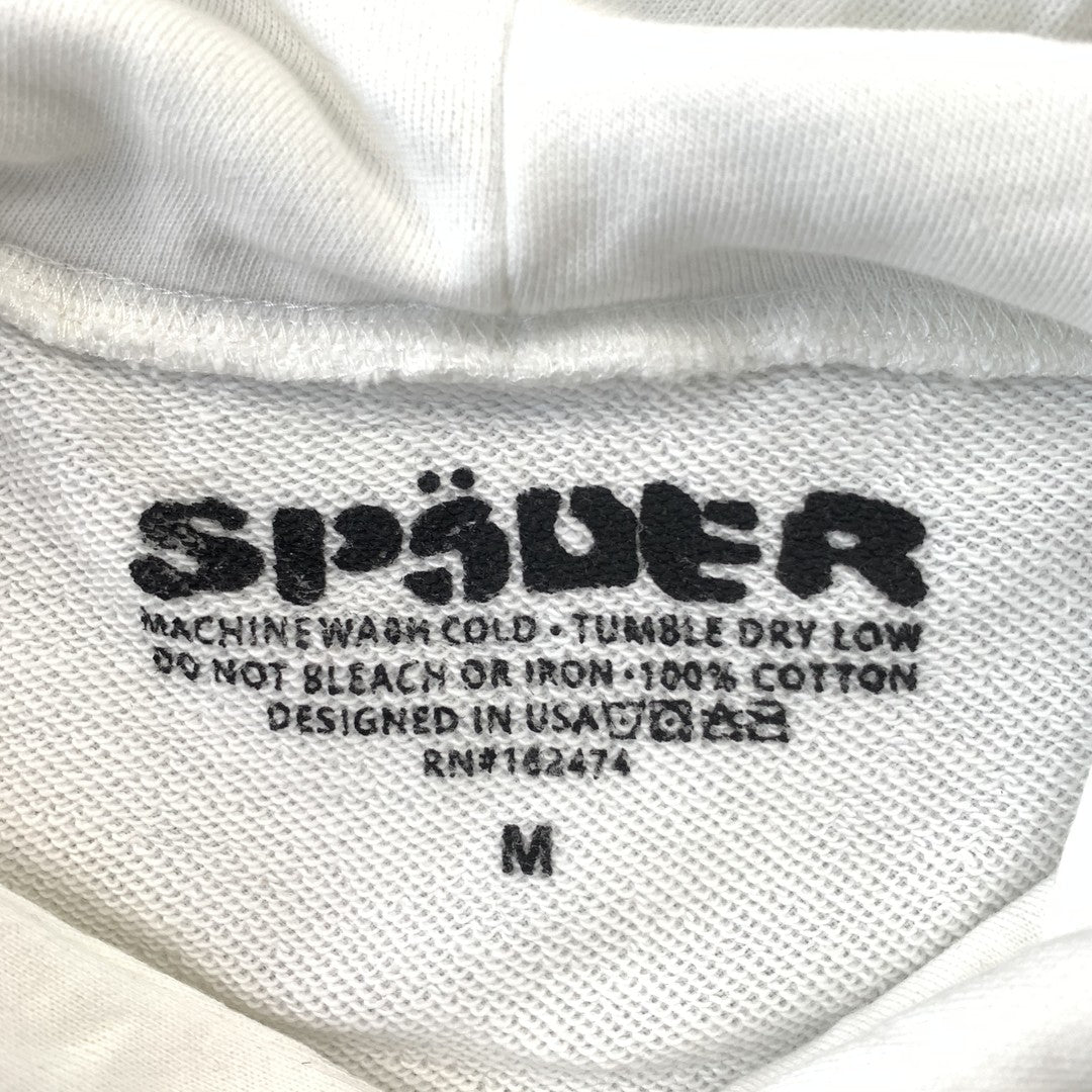 SP5DER OG RHINESTONE LOGO HOODIE WHITE