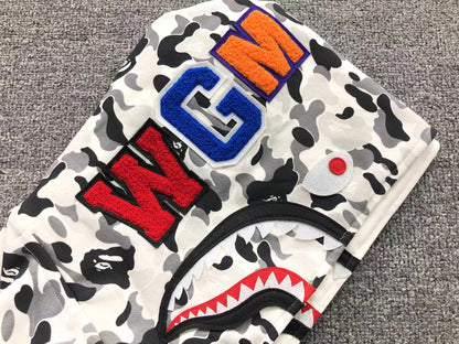 BAPE ABC CAMO DOUBLE SHARK FULL ZIP HOODIE GREY