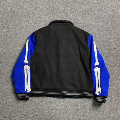 AMIRI BONES BOMBER JACKET BLACK BLUE