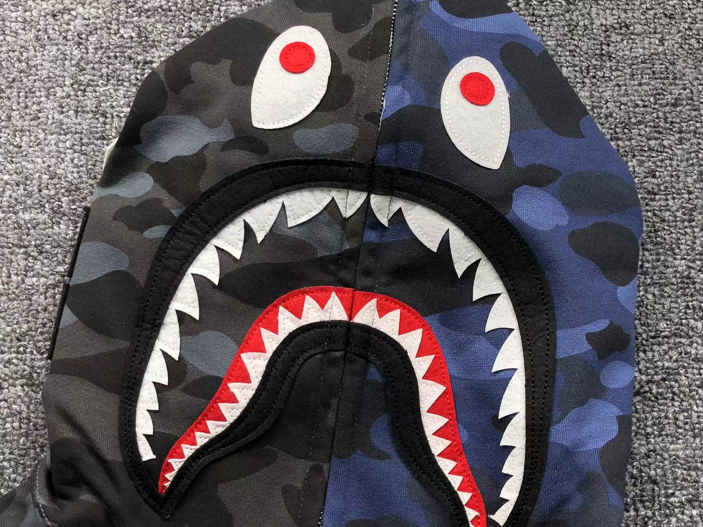 BAPE COLOR CAMO SEPARATE SHARK FULL ZIP HOODIE BLACK BLUE