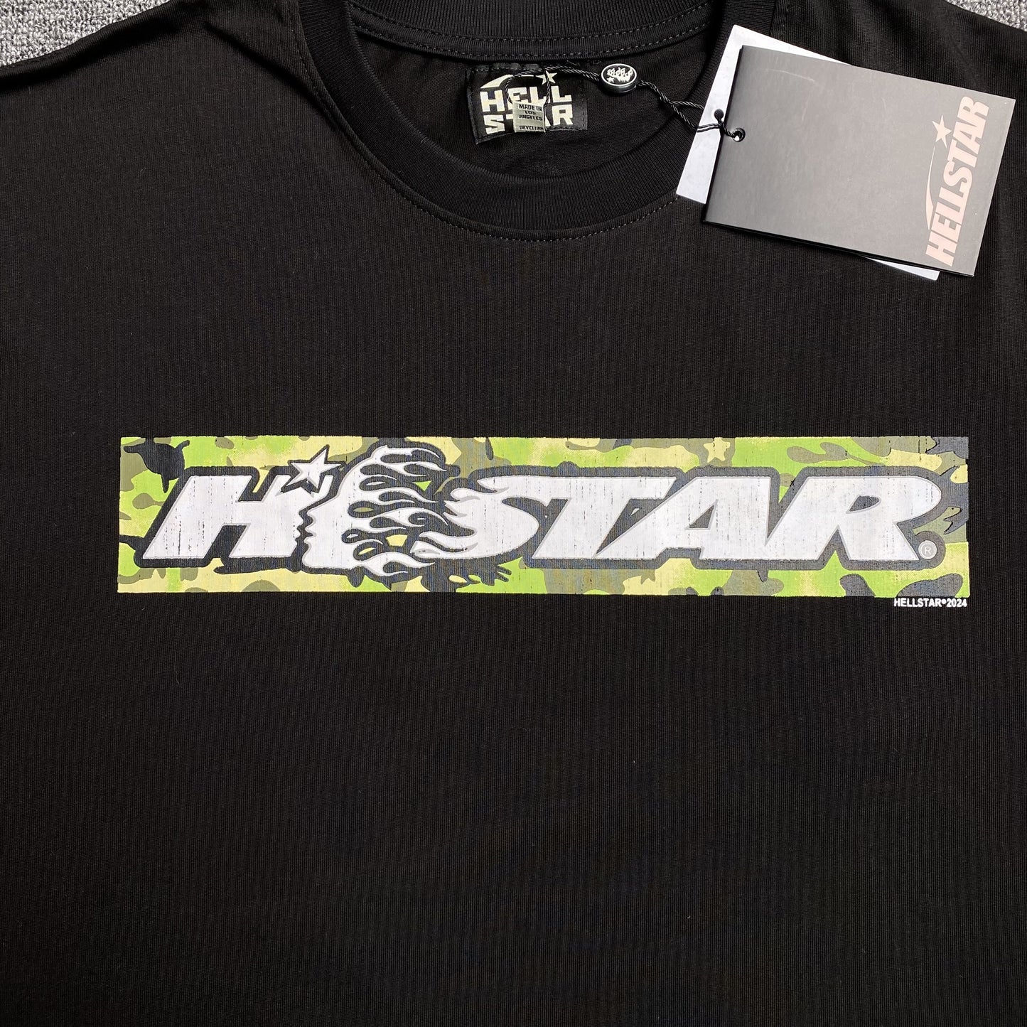 HELLSTAR BOX LOGO GREEN TEE BLACK