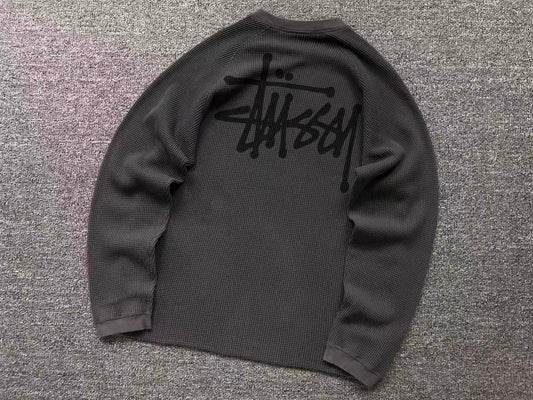 Remera Stussy Thermal Raglan Negra