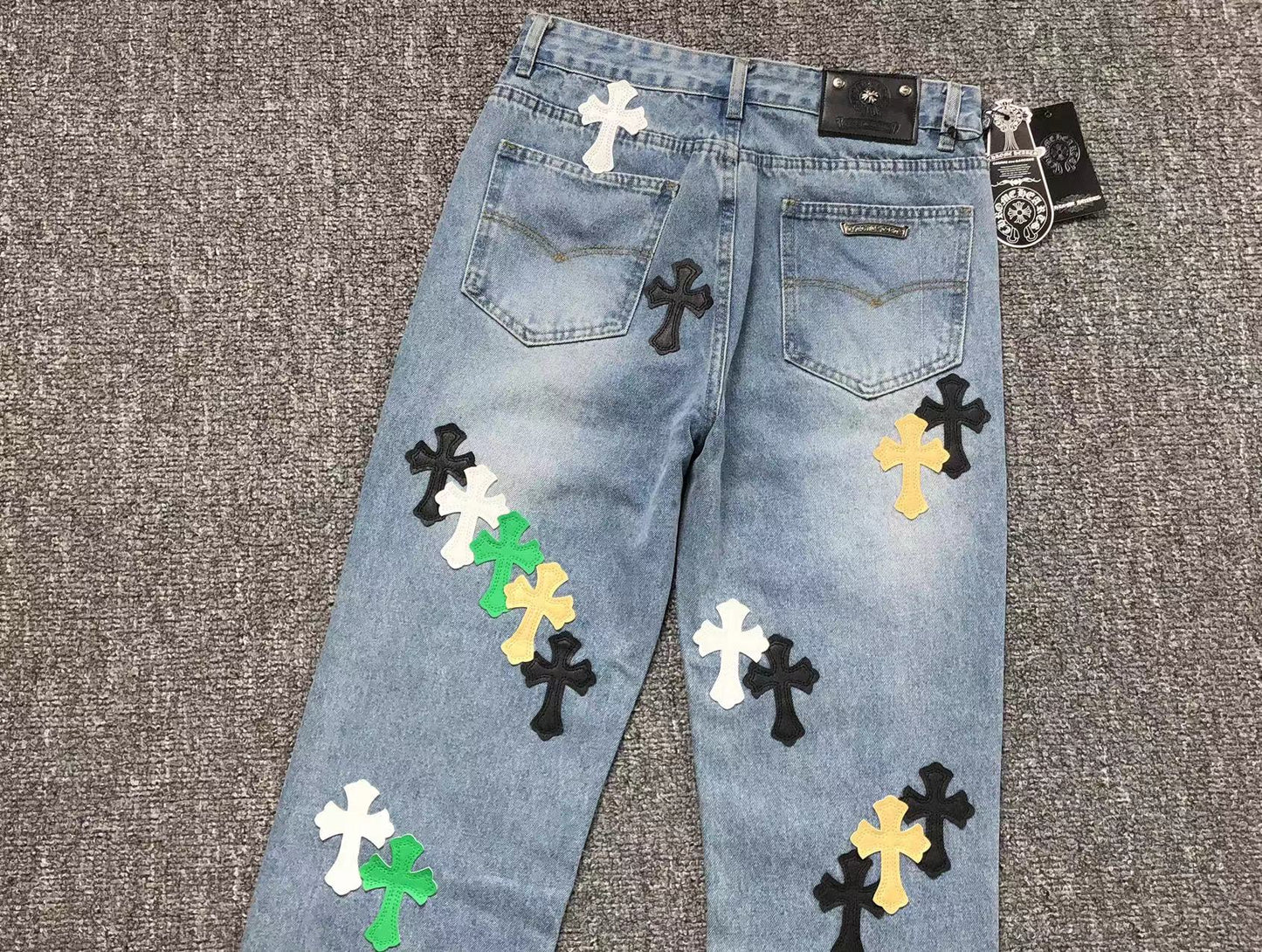 Chrome Hearts Cross Patch Pantalon Jeans Azul Lavado