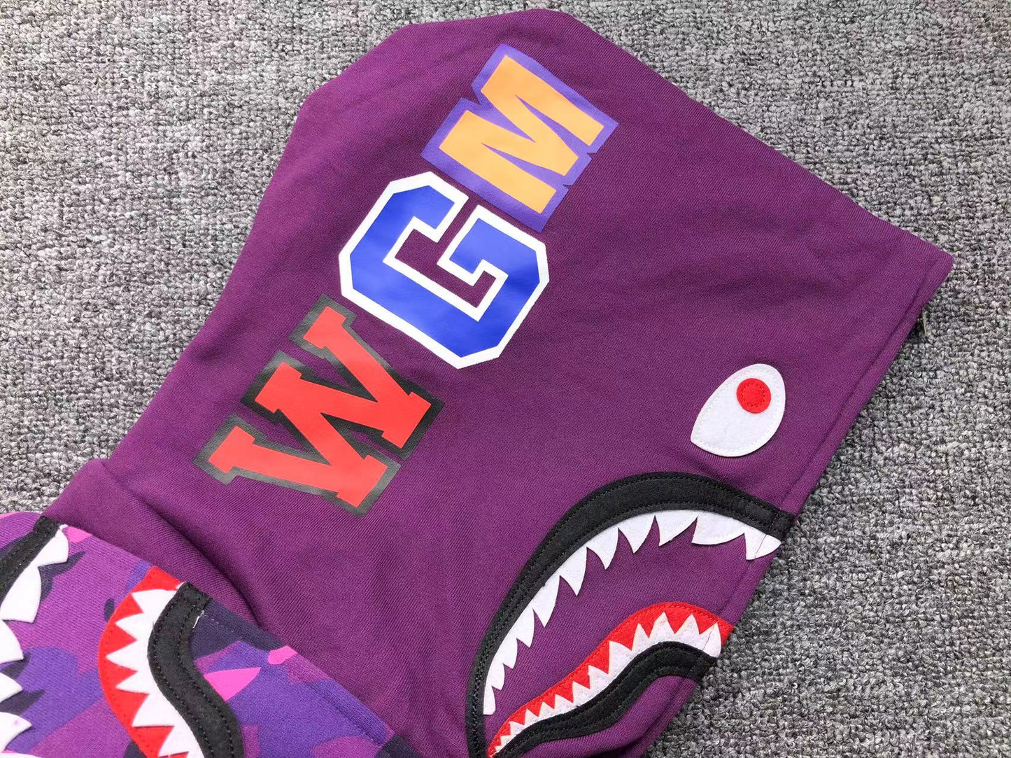 BAPE COLOR CAMO SHARK WIDE FULL ZIP DOUBLE HOODIE PURPLE