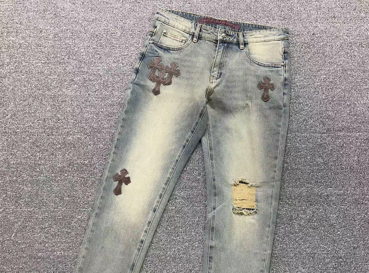 Chrome Hearts Cross Patch Pantalon Jeans Azul Lavado