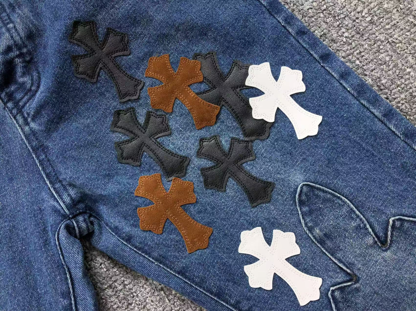 Chrome Hearts Cross Patch Pantalon Jeans Azul