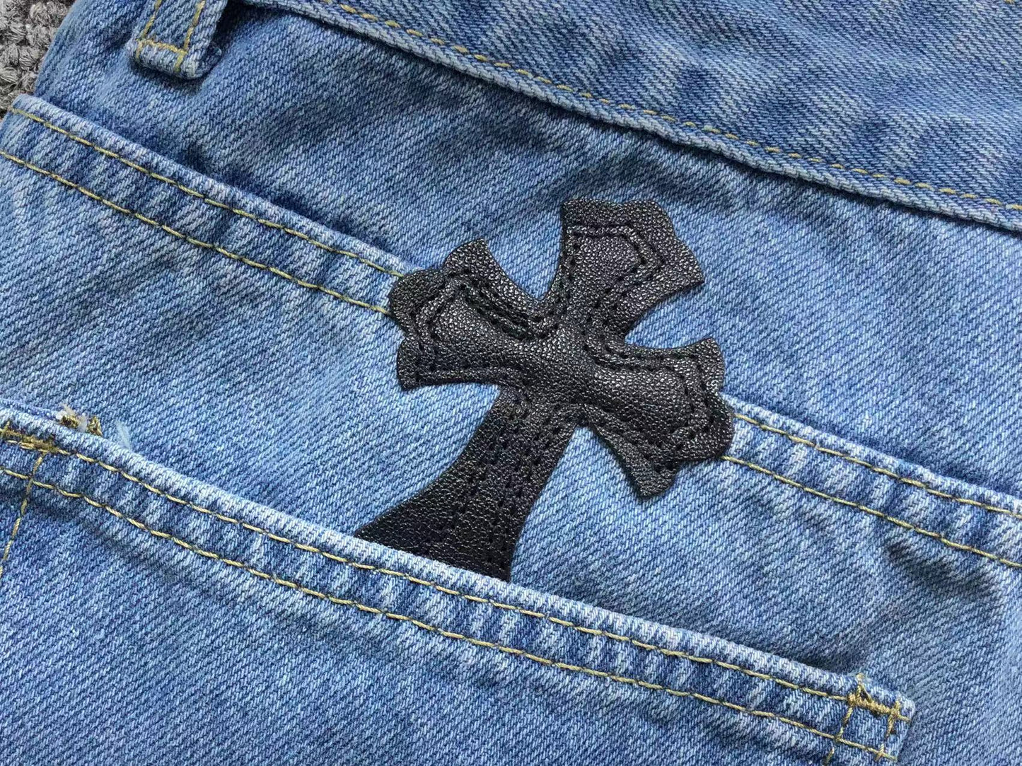 Chrome Hearts Cross Patch Pantalon Jeans Azul