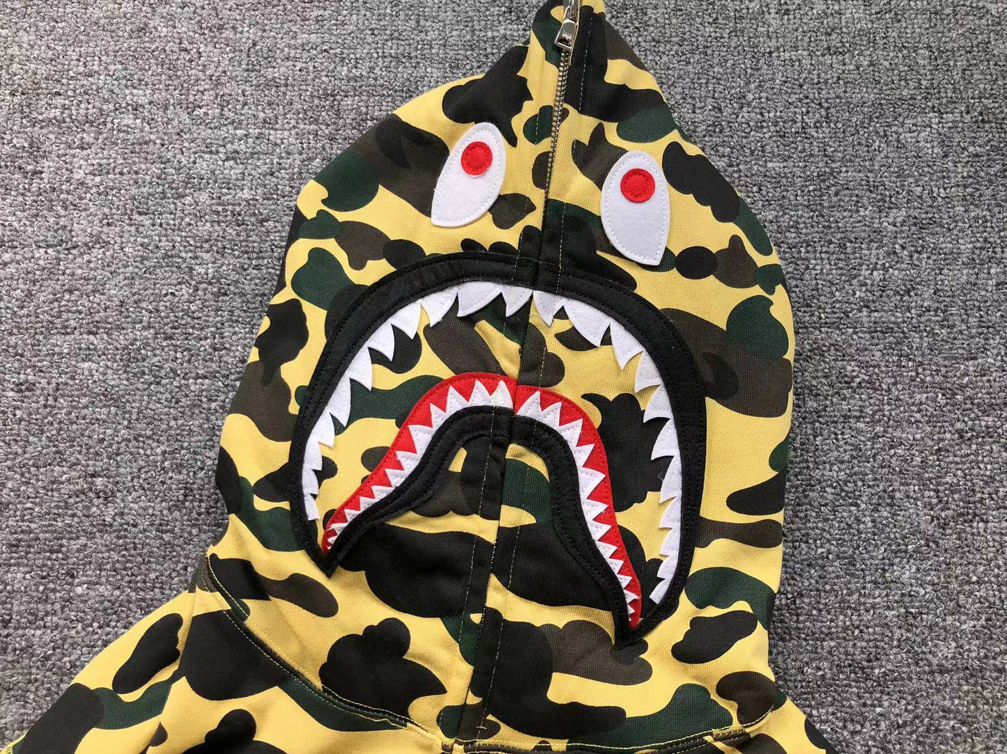 BAPE 1ST CAMO SHARK FULL ZIP HOODIE YELLOW