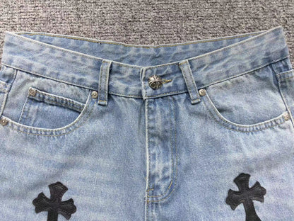 Chrome Hearts Cross Patch Pantalon Jeans Azul Lavado