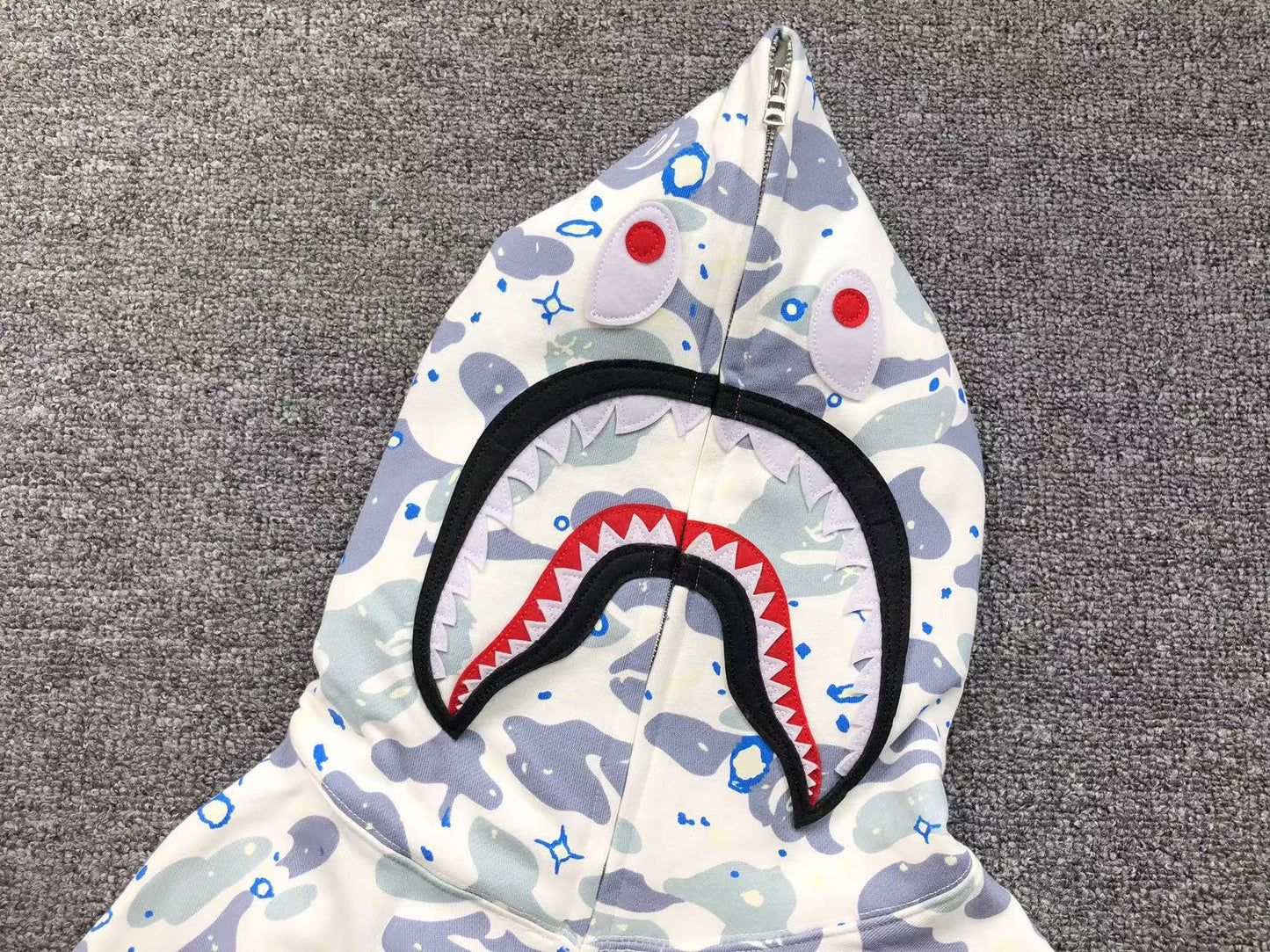 BAPE SPACE CAMO SHARK FULL ZIP HOODIE WHITE