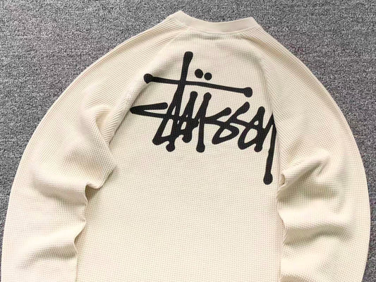 Remera Stussy Thermal Raglan Crema