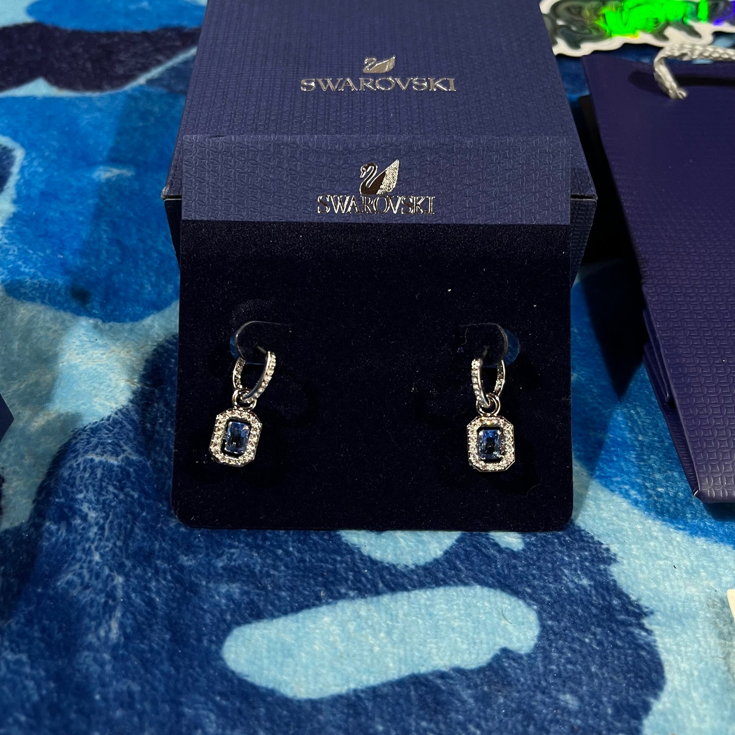 Aros Swarovski Millenia Plateado/Azul