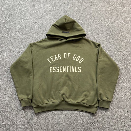 FEAR OF GOD ESSENTIALS HOODIE MILITARY