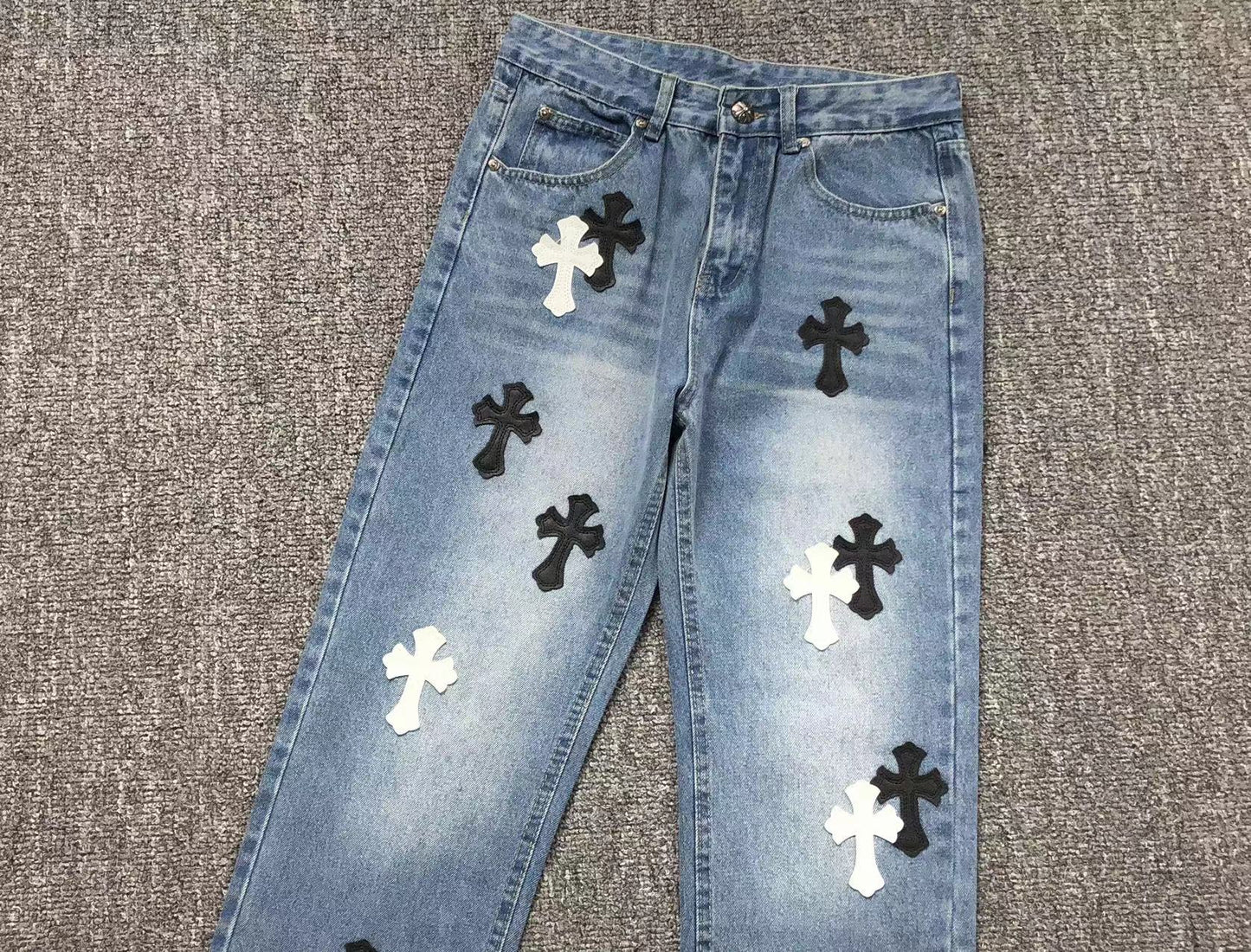 Chrome Hearts Cross Patch Pantalon Jeans Azul