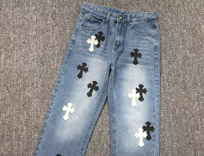 Chrome Hearts Cross Patch Pantalon Jeans Azul