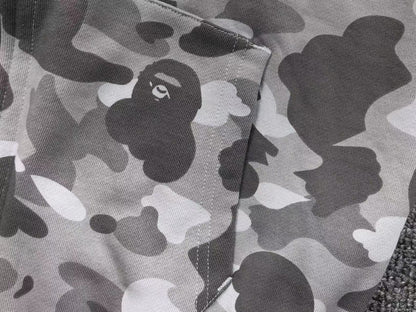 BAPE COLOR CAMO SHARK WIDE FULL ZIP DOUBLE HOODIE GRAY