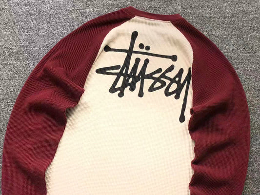 Remera Stussy Thermal 2 Tone Raglan Blanca