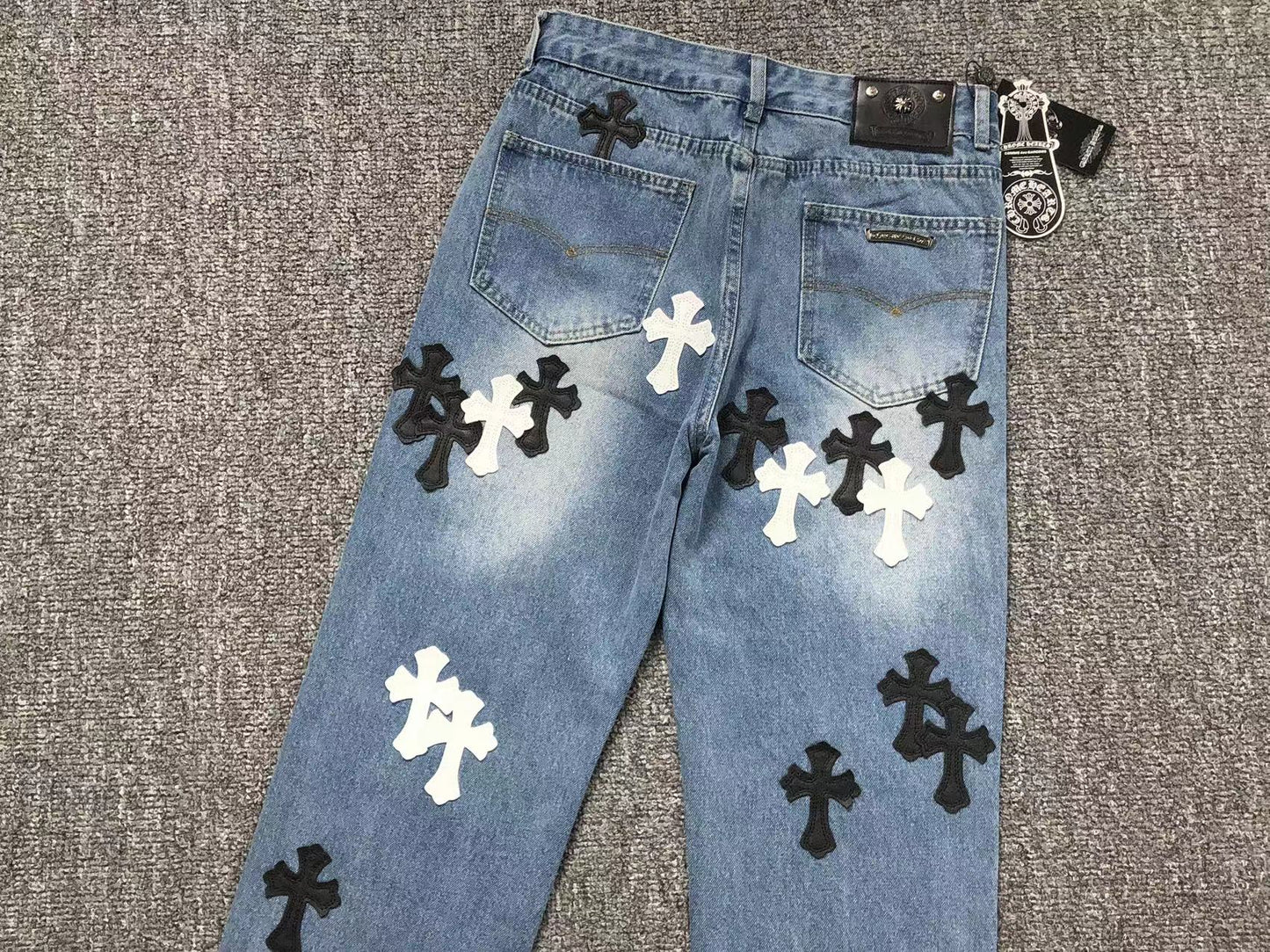 Chrome Hearts Cross Patch Pantalon Jeans Azul Lavado