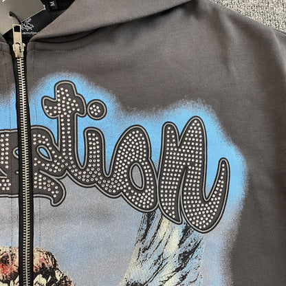 Campera Mixed Emotion Rhinestone Gris