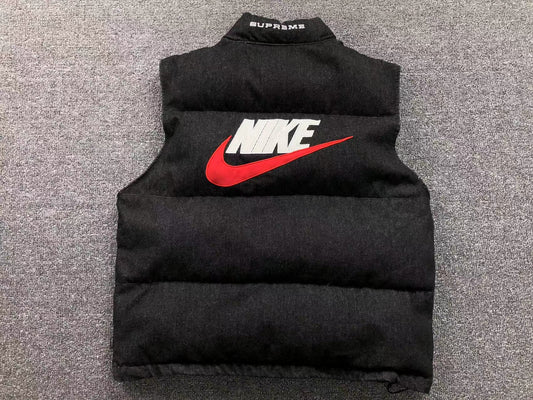 Supreme Nike Denim Puffer Chaleco Negro