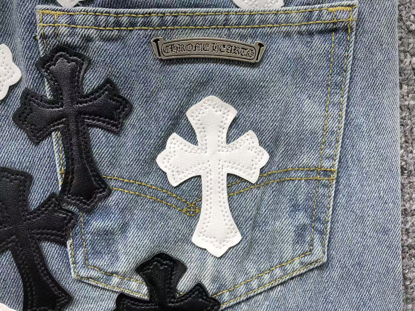 Chrome Hearts Cross Patch Pantalon Jeans Azul Lavado