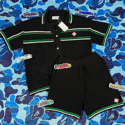 Conjunto Casablanca Crochet Negro Verde XXL
