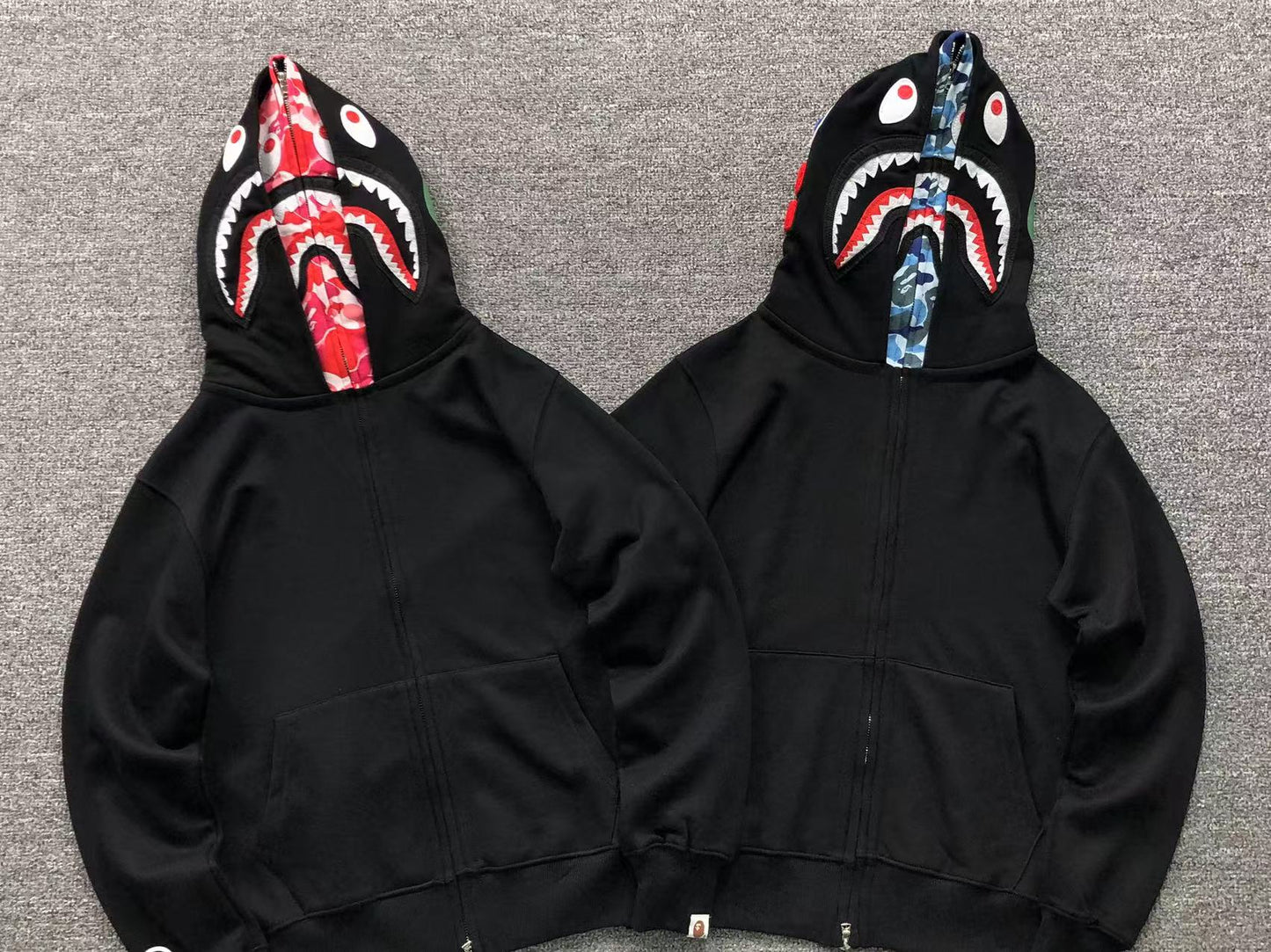 BAPE ABC SHARK FULL ZIP DOUBLE HOODIE BLACK PINK