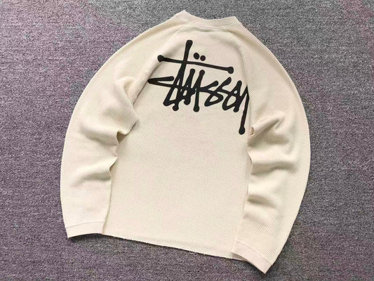 Remera Stussy Thermal Raglan Crema