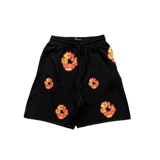 DENIM TEARS X OFFSET WREATH SHORTS BLACK