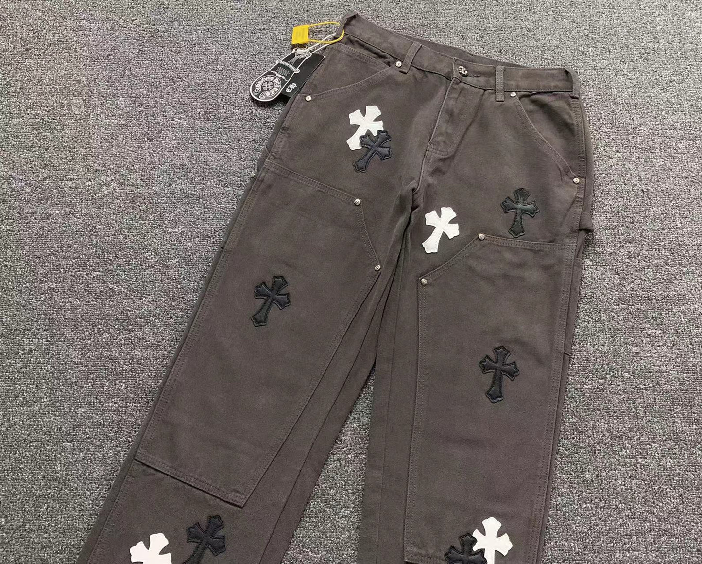 Chrome Hearts Cross Patch Pantalon Carpintero Gris